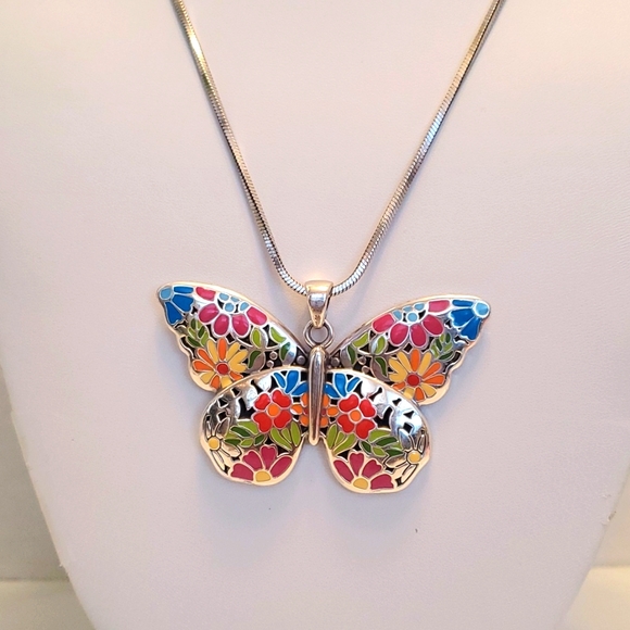 Brighton Kyoto In Bloom Sakura Butterfly Pendant Necklace/Earrings Set NWOT - Picture 3 of 9